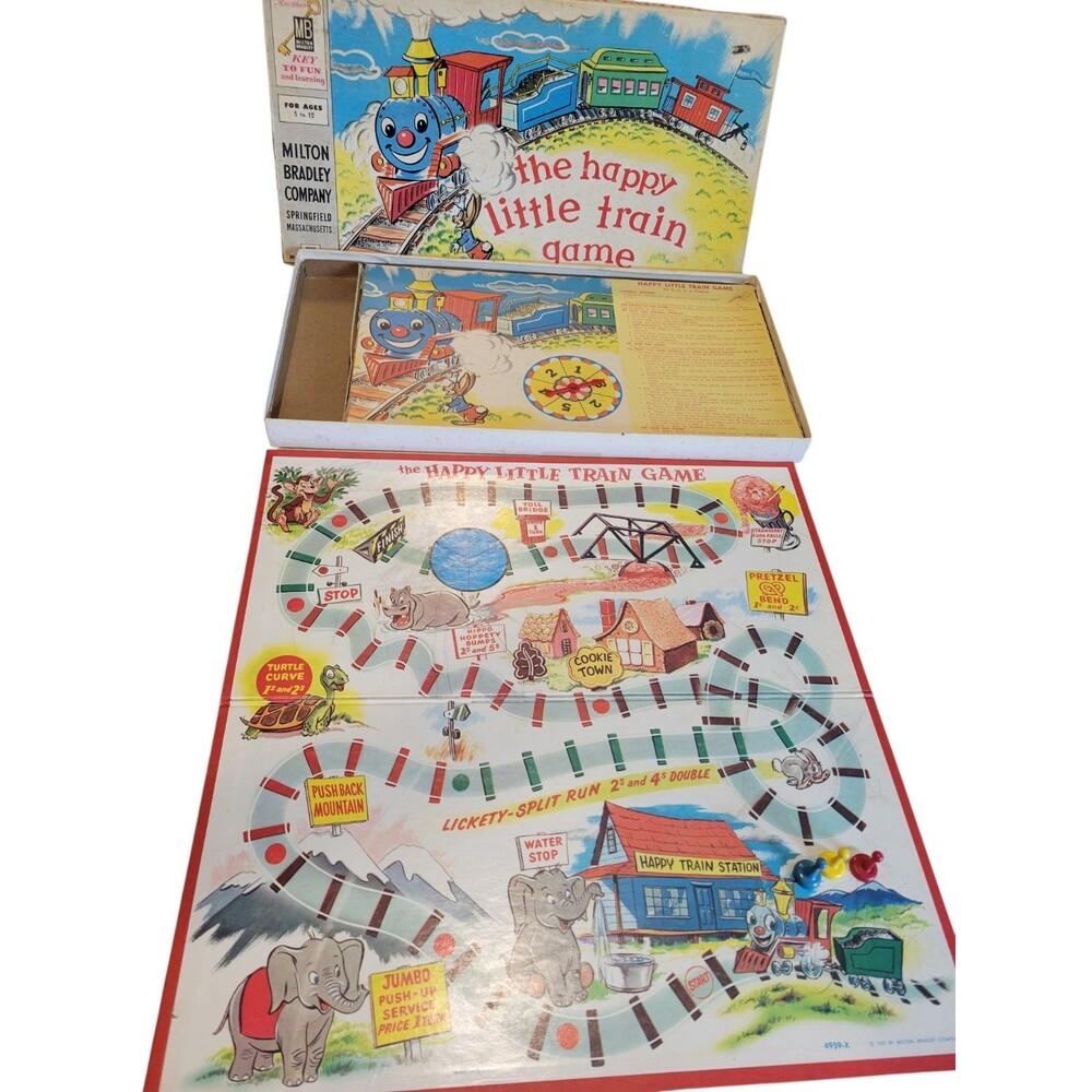 Vintage 1957 Milton Bradley #4959 The Happy Little Train Game Missing Green